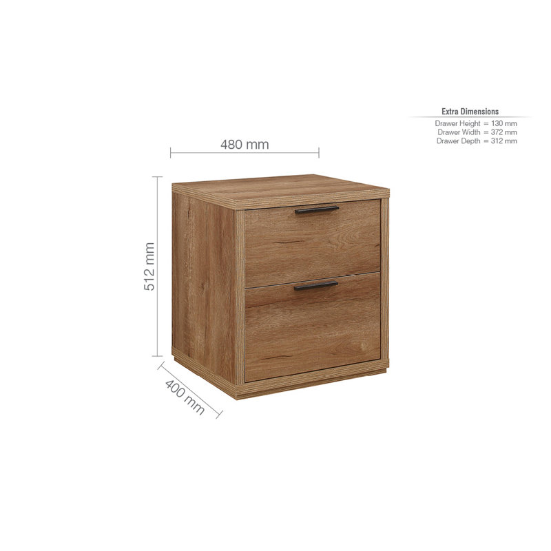 Lisbon 2 Drawer Bedside Table