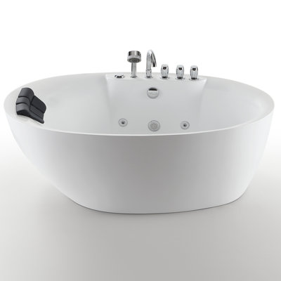 67'' x 31.5'' Freestanding Whirlpool Plastic / Acrylic Bathtub with Faucet
