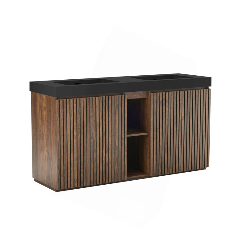 Meuble-lavabo en noyer Winston GALAN 60F, Noir