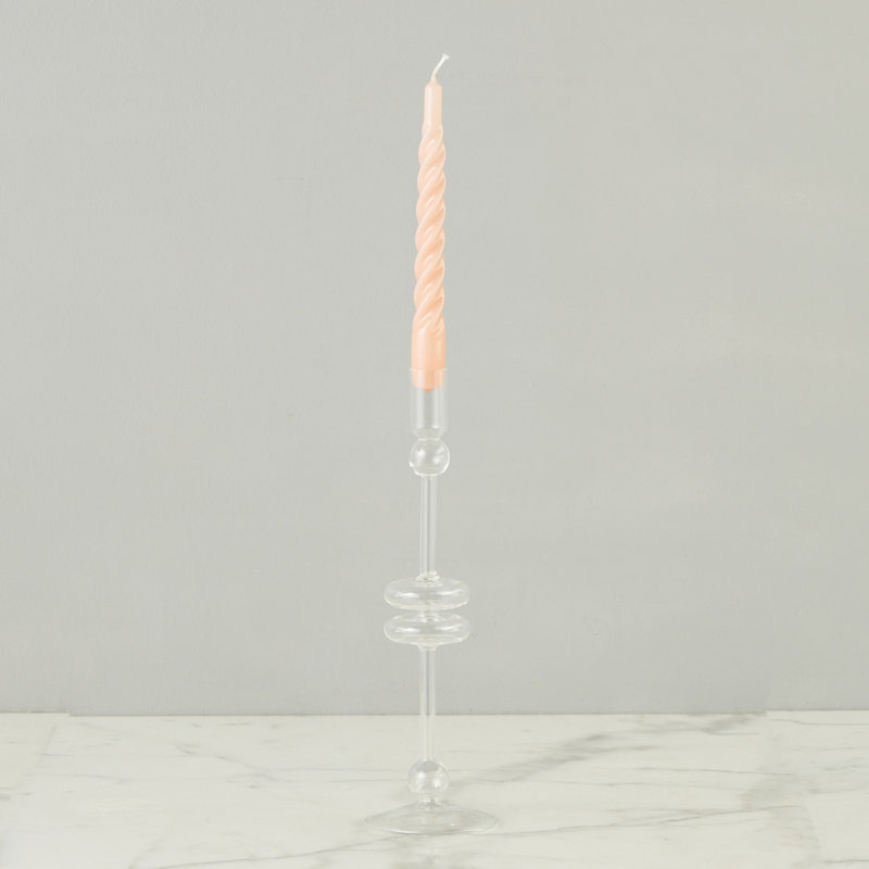Lacquered Twisted Taper Candles, Blush