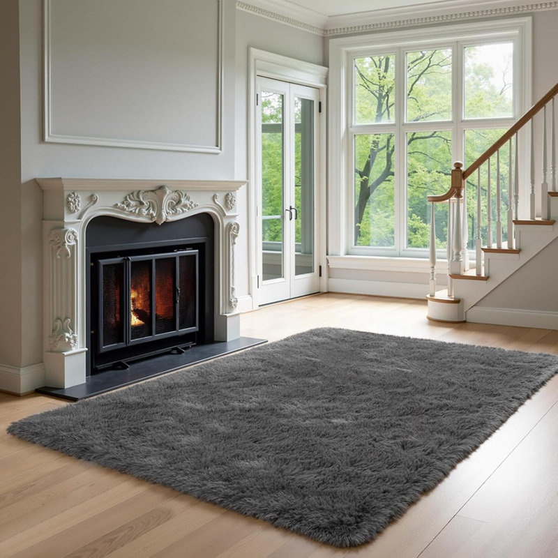 Area Rugs For Living Room Grey Rugs For Bedroom Carpet Fluffy Furry Soft Shag Aesthetic Plush High Pile Gray Throw Rug For Nursery Kids Room Dorm