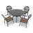 5-Piece Round Patio Dining Furniture, Amaurys Table and 4 Seats with Soft Brown Cushion, Backyard Balcony Courtyard Use-1474328032
