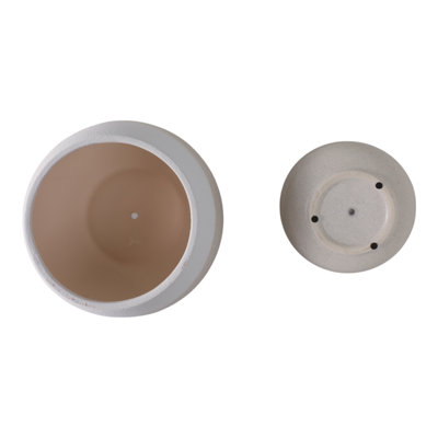 Chic Round Planters for House Plants, Flower Pots, or Garden Displays – Stylish Indoor Planter and Outdoor Planter with Textured Ceramic Design – Modern Plant Pot and Decorative Planter for Patio or Room – Set of 2, 12", White & Tan