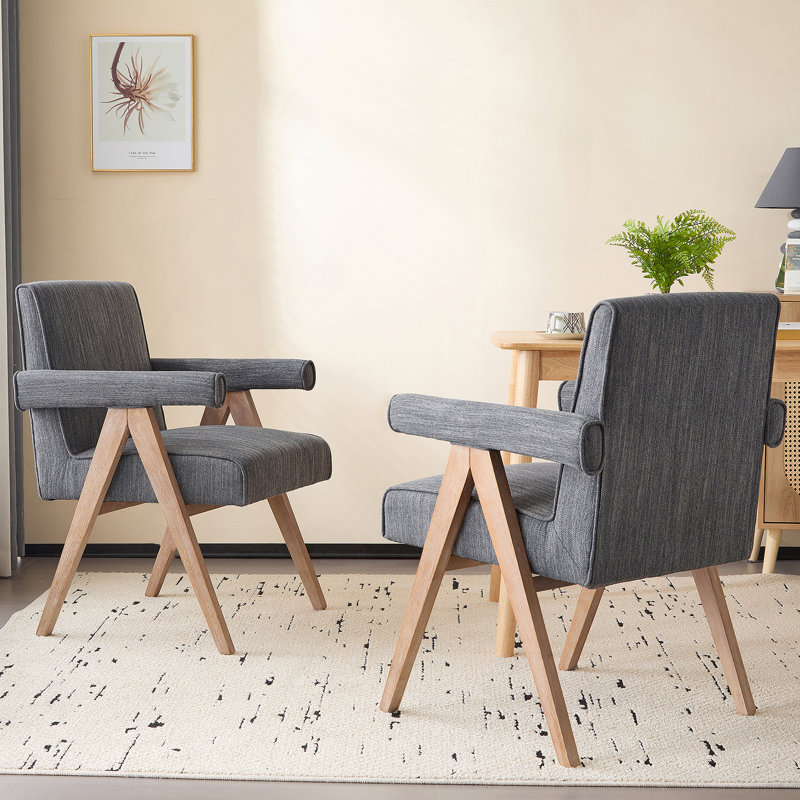 Fauteuil de salle à manger en tissu Poppy, Gris anthracite
