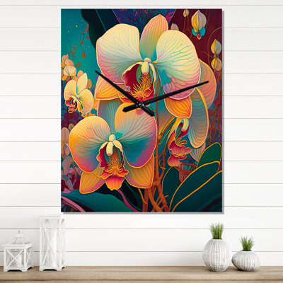 Jerline - Floral Orchid Wall Clocks