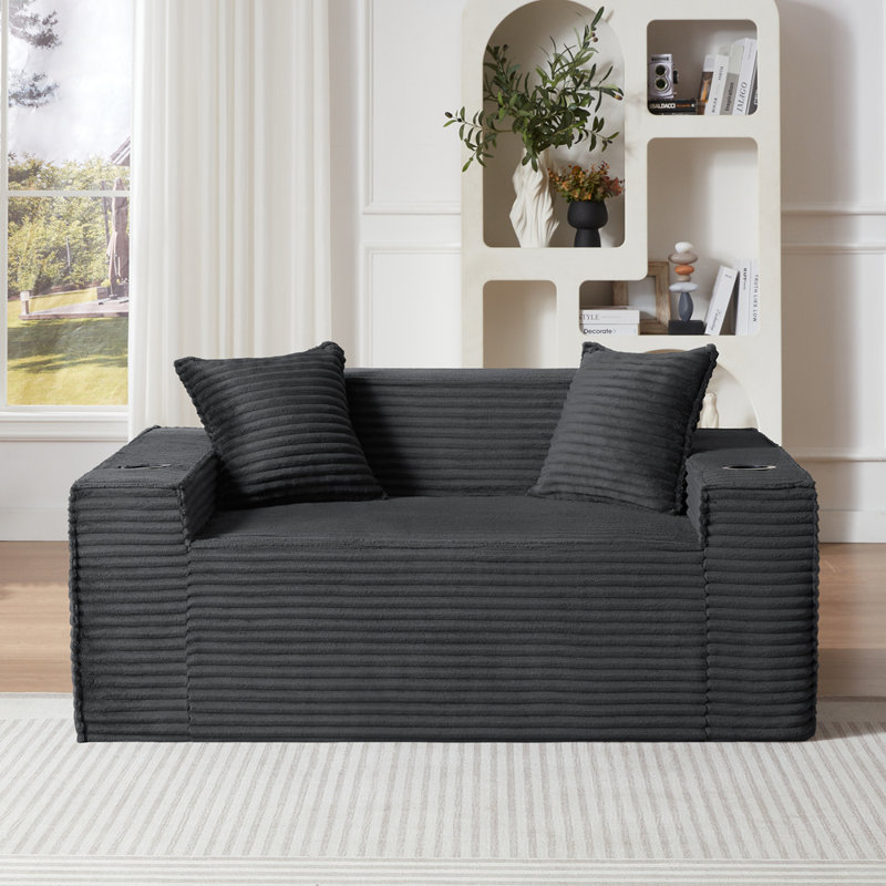 Canapé moderne sans canapé, sans assemblage requis, H 56,76 po x l 61,02 po x P 28,35 po, Dark Grey