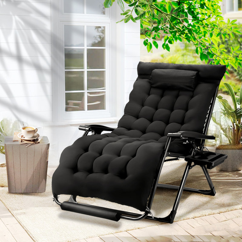 Chaise pliante avec coussins Shirlye, Noir