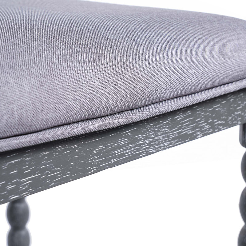 Tabouret de comptoir 26 po en bois d'acacia massif avec siège rembourré pour la cuisine, l'îlot et le bar, Gris clair, 2