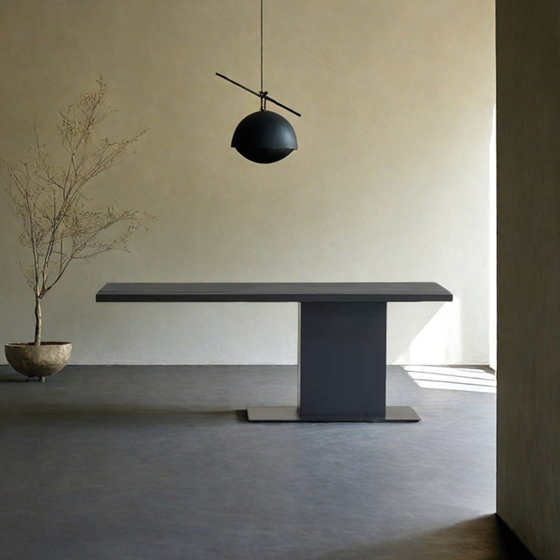 Carbonized black ash wood dining table, 29.53"H x 70.87"L x 29.53"W