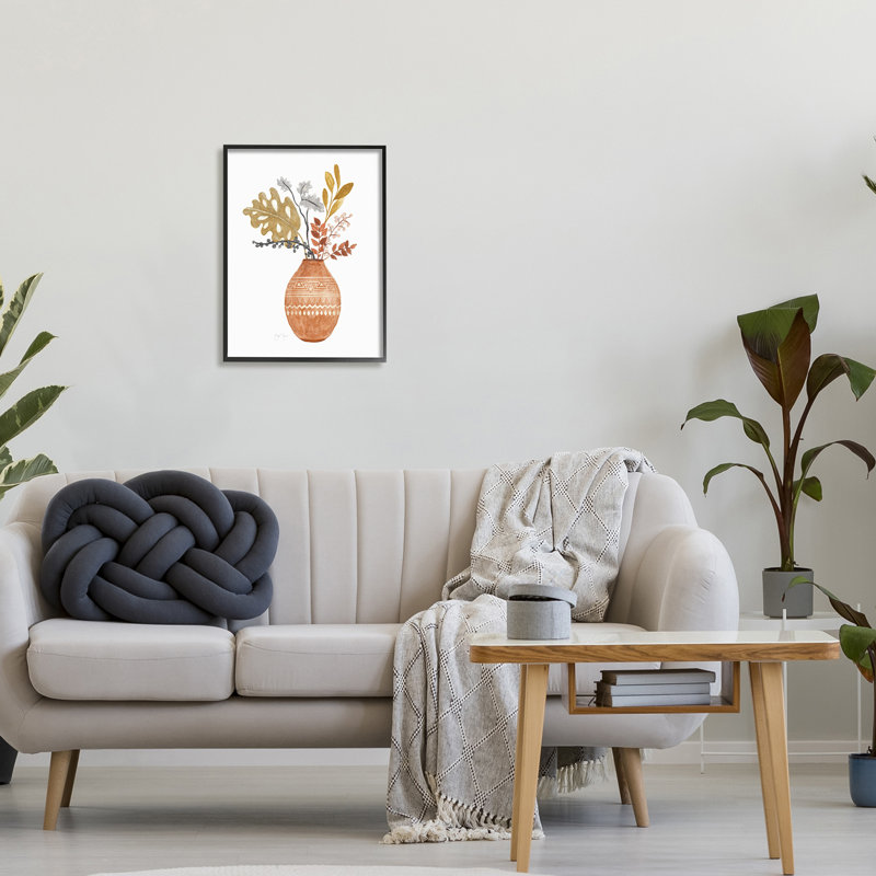 Botanical Plant Still Life Boho, motif aztèque à motif noir, estampe numérique, art texturé par Tava Studios