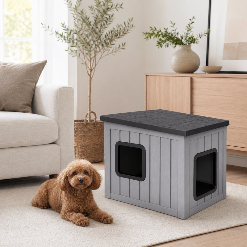 Niche pour chien résistante aux intempéries, Antarctic Gray/Black