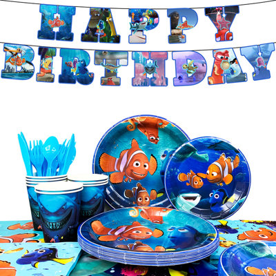 Finding Nemo Birthday Party Decorations for Kids, 114 Pcs Finding Nemo Party Decorations and Tableware Set