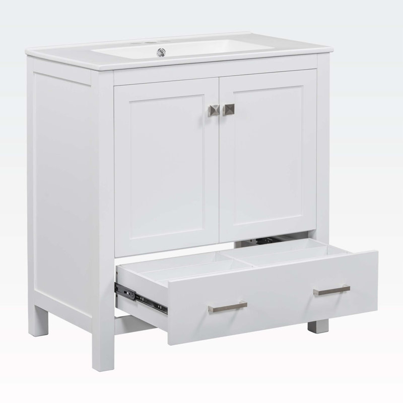 Armoire de salle de bain Leilaney, Blanc
