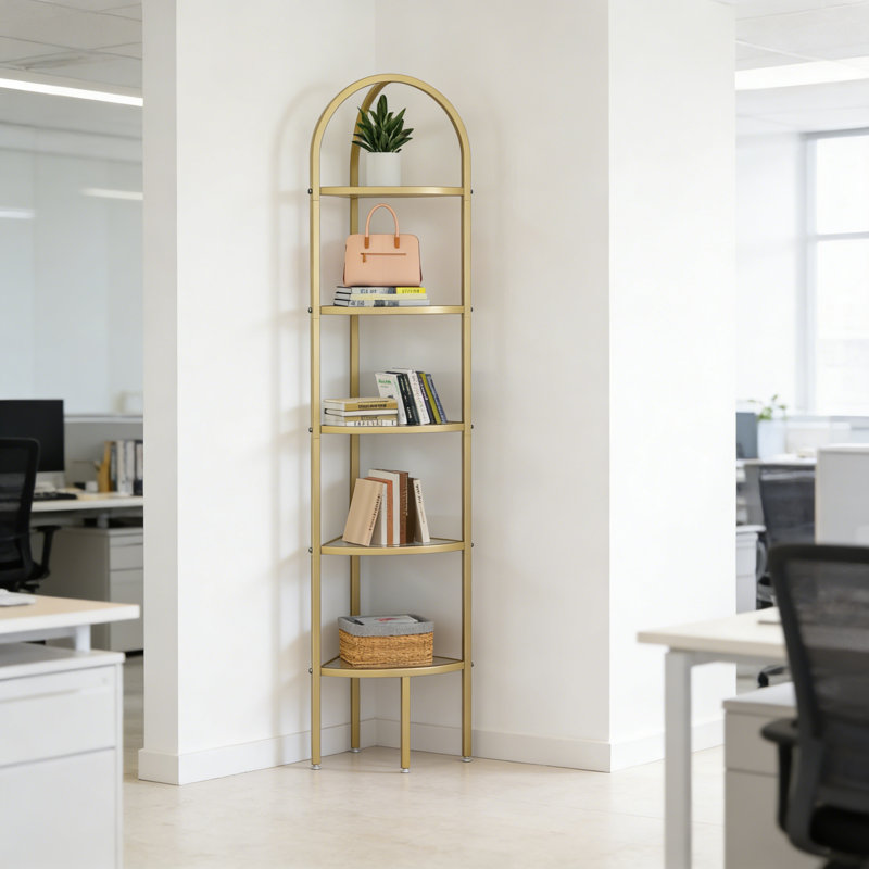 25.9cm W Corner Bookcase, (5 Shelves) 158cm. H x 25.9cm. W x 25.9cm. D