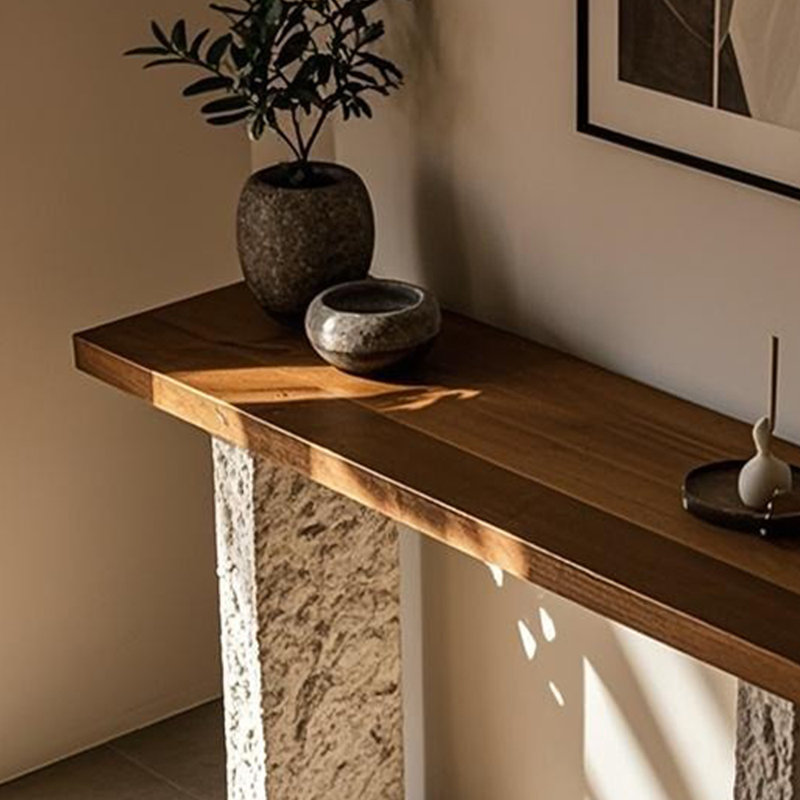 Mid-Century Modern Solid Wood Console Table, 31.5" H x 39.4" W x 11.8" D