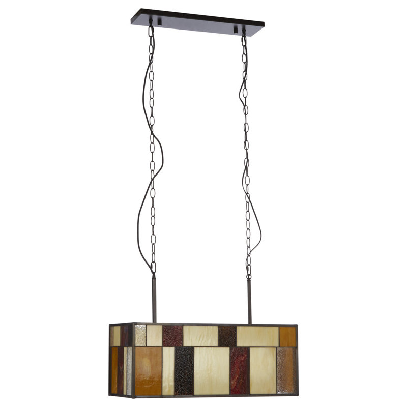 Mundelein 2 - Light Brown/Red/Cream Square/Rectangle Pendant