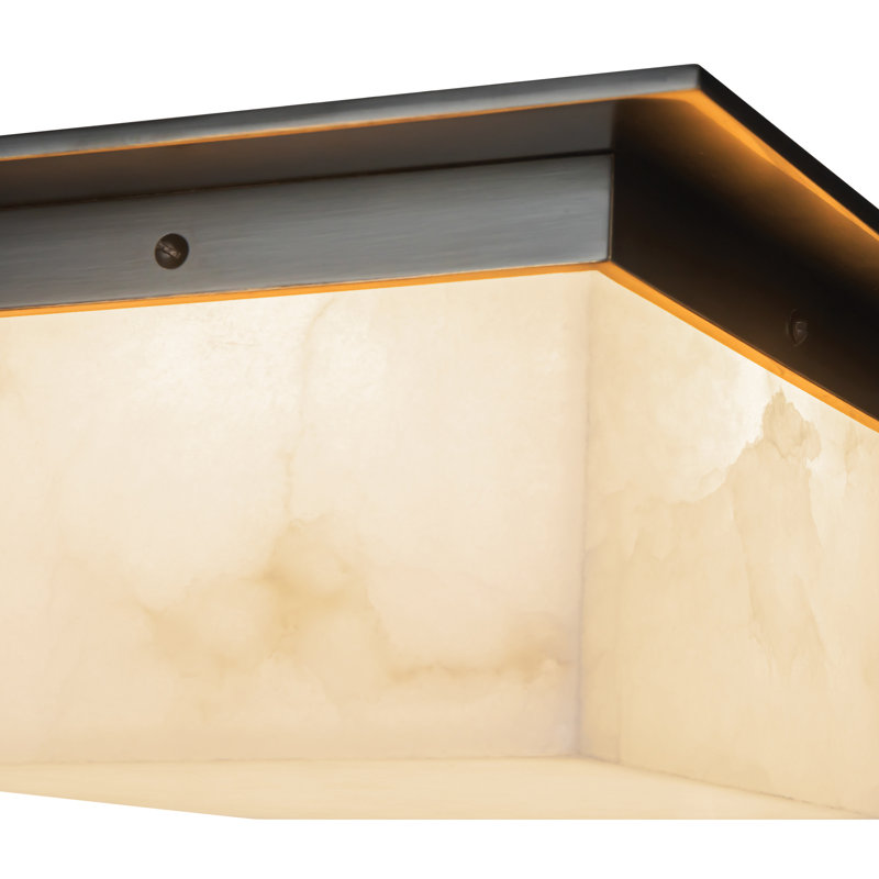 Mineral 11-in Brass Flush Mount, Oil Rubbed Bronze, Alabaster
