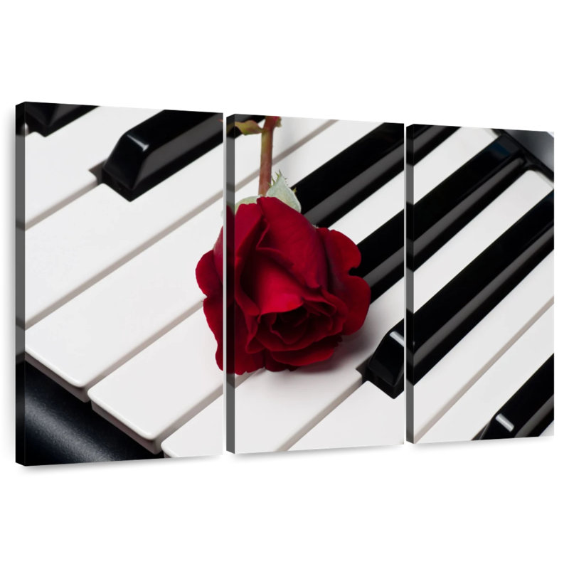Harnek, touches de piano et rose, H 42 po x l 65 po