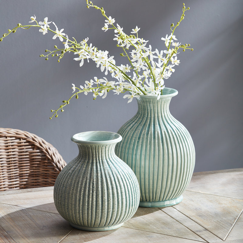 Graffio Handmade Ceramic Table Vase, Celadon