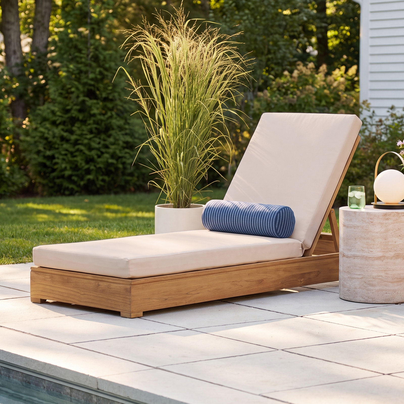 Melrose 23" Teak Patio Chaise Lounge