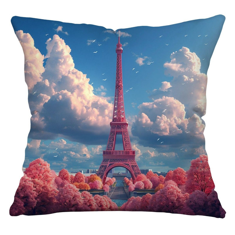 Eiffel Tower Throw Pillow, Architecture  Pillows, 14"H x 14"W