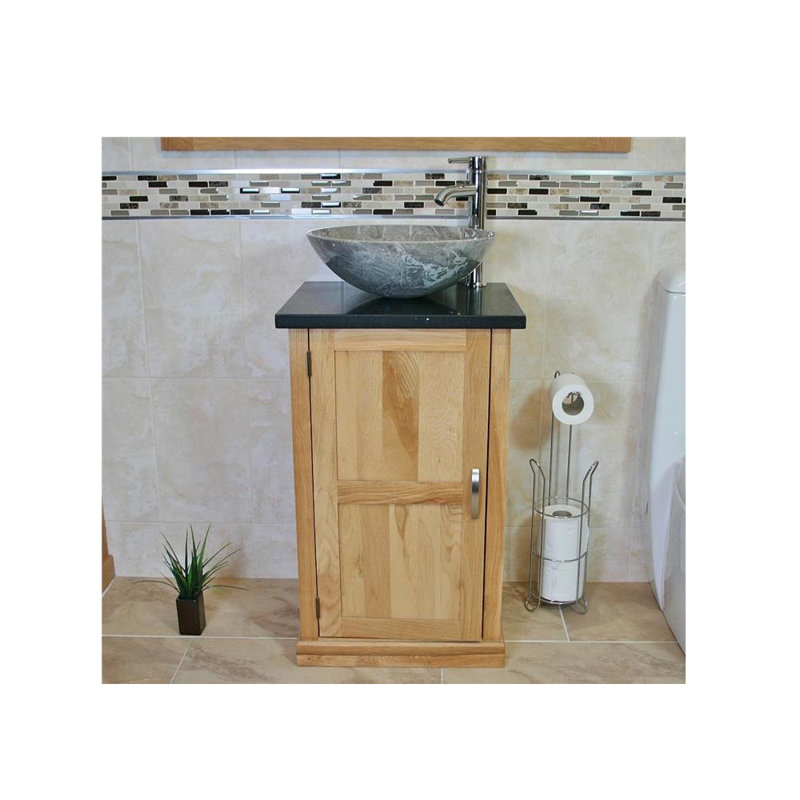 Matteo 500mm Single Bathroom Vanity with Vessel St1 Basin, Grey, Black