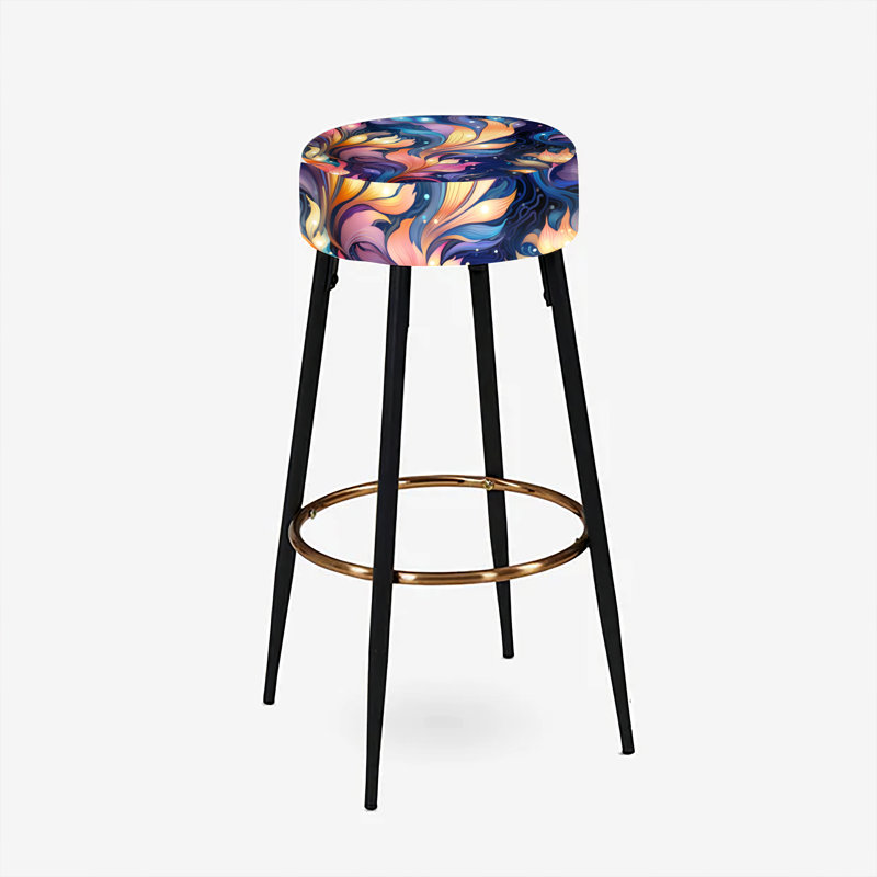 Ensemble de 2 tabourets de bar abstraits et enchantés - Melody Botanical Dreams - orange