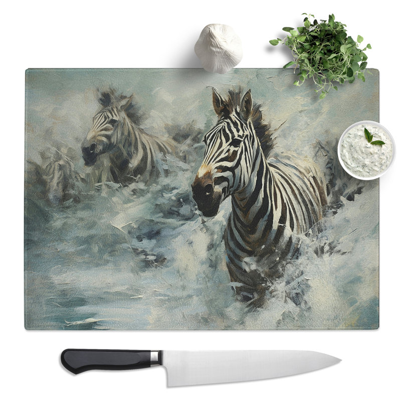 Zebra Gestural  Glass Chopping Board