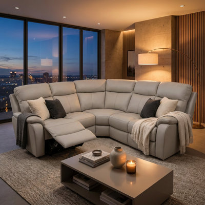 Windsor Powerglide Power Recliner Real Leather 2C2 Corner Sofa With USB Charging