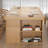 Solid wood rectangular desk with storage cabinet-69390015