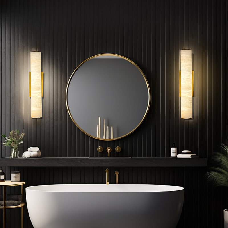 Ephraim 20" Led Wallchiere Dimmable Wall Sconce With Alabaster Shade, Brass