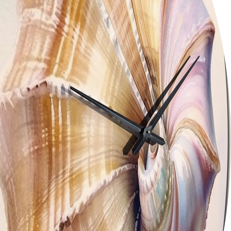 Coastal Seashell II Metal Wall Clock, Small