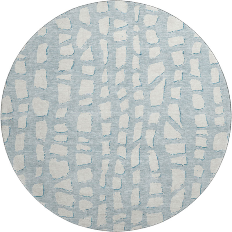 Premium Machine Washable Prisco Sky Rug, Round 8'
