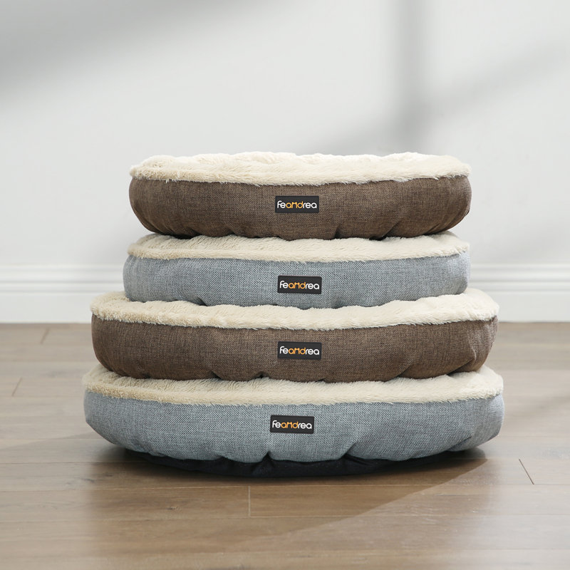 Orthopedic Polyester Pet Bed, Brown, 12cm H x 55cm W x 55cm D