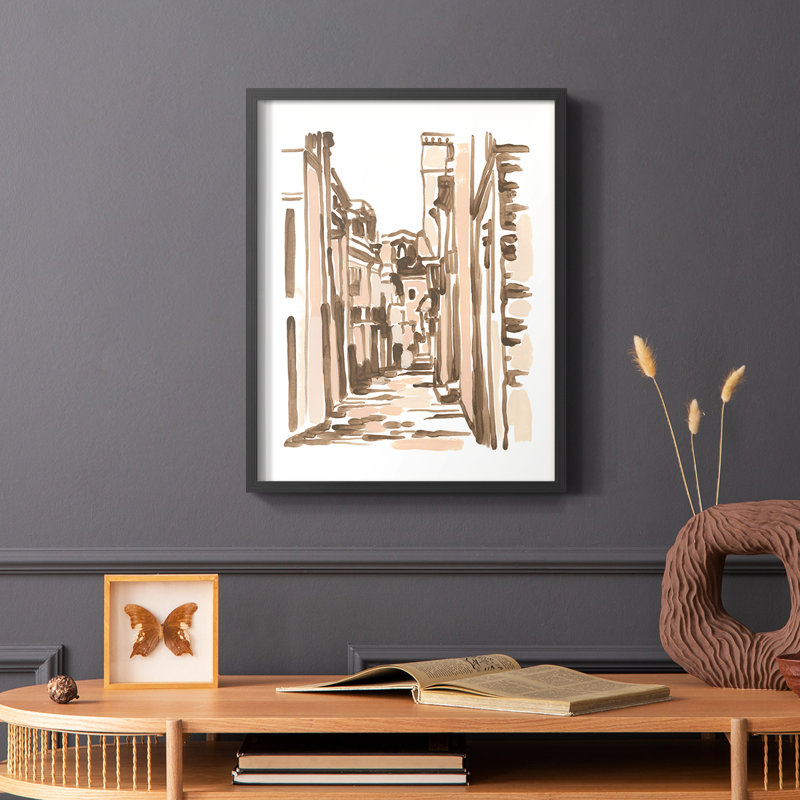 Blush Architecture Study VI, reproduction encadrée - bois massif, H 28 po x l 22 po, Noir