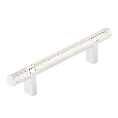 Emtek Select Cabinet Pull 4" C-C, Rectangular Bar Stem, Knurled Bar