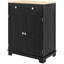 Buffet noir moderne patiné - Armoire de rangement avec comptoir en bois massif, 2 tiroirs, portes et tablette réglable