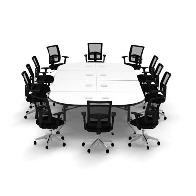 Rectangle 12 Person Flip Top 72'' L Modular Training Table and Chair Set with Casters and Modesty Panel and Cable Management