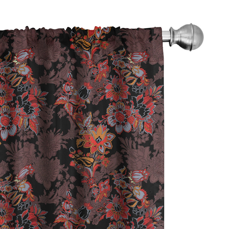 Flower Floral Semi-Sheer Rod Pocket Curtain Panels, 28" x 63"