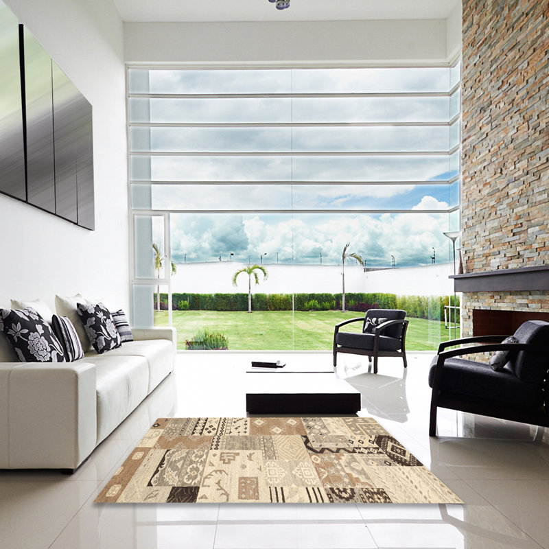 Tapis gris / brun, Carré 7 pi