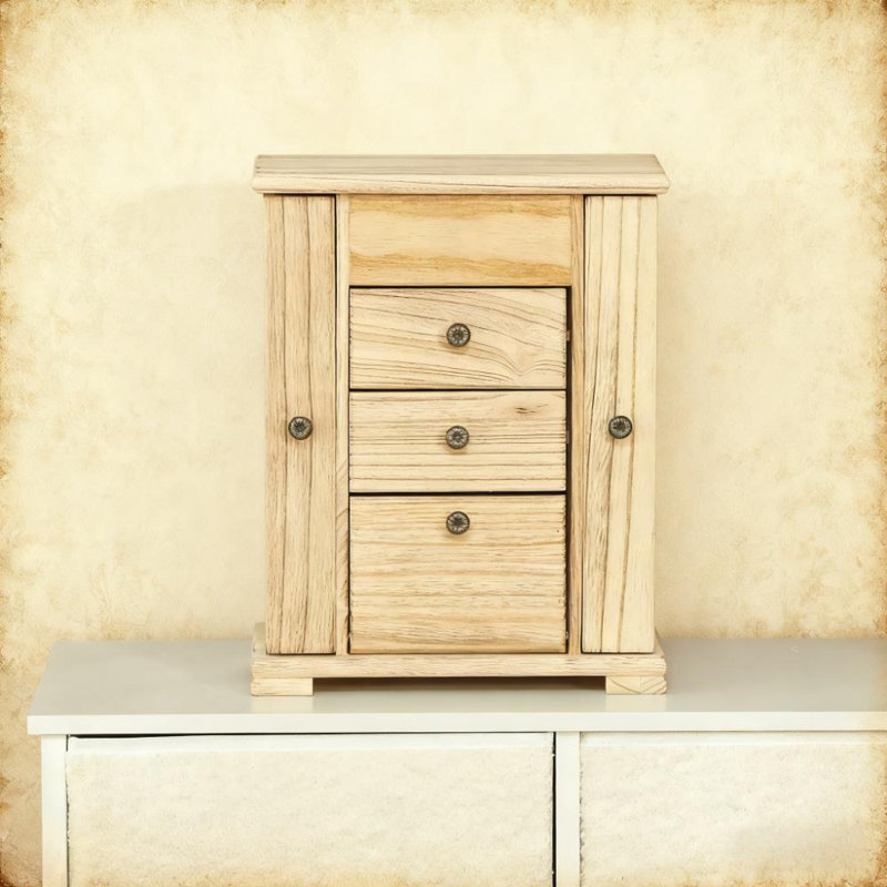 Boîte à bijoux en bois avec miroir et 2 tiroirs pour bagues, boucles d'oreilles et colliers