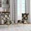 Luxueuse chaise d'appoint rembourrée bohème et éclectique à motif de fleurs noires et beiges luxueuses
