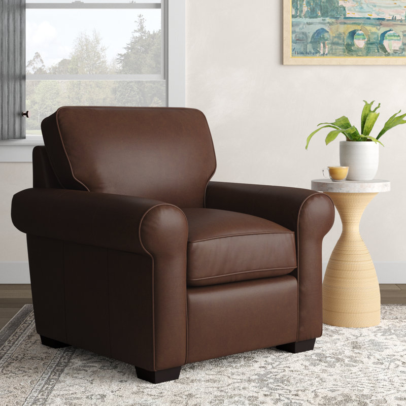 Porter Genuine Leather Armchair, Steamboat Driftwood Genuine Leather