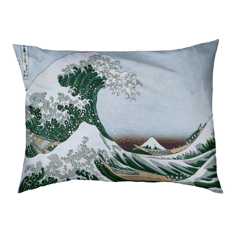 Coussin Burkart la grande vague, L 42 po x l 52 po, Vert, bleu et noir
