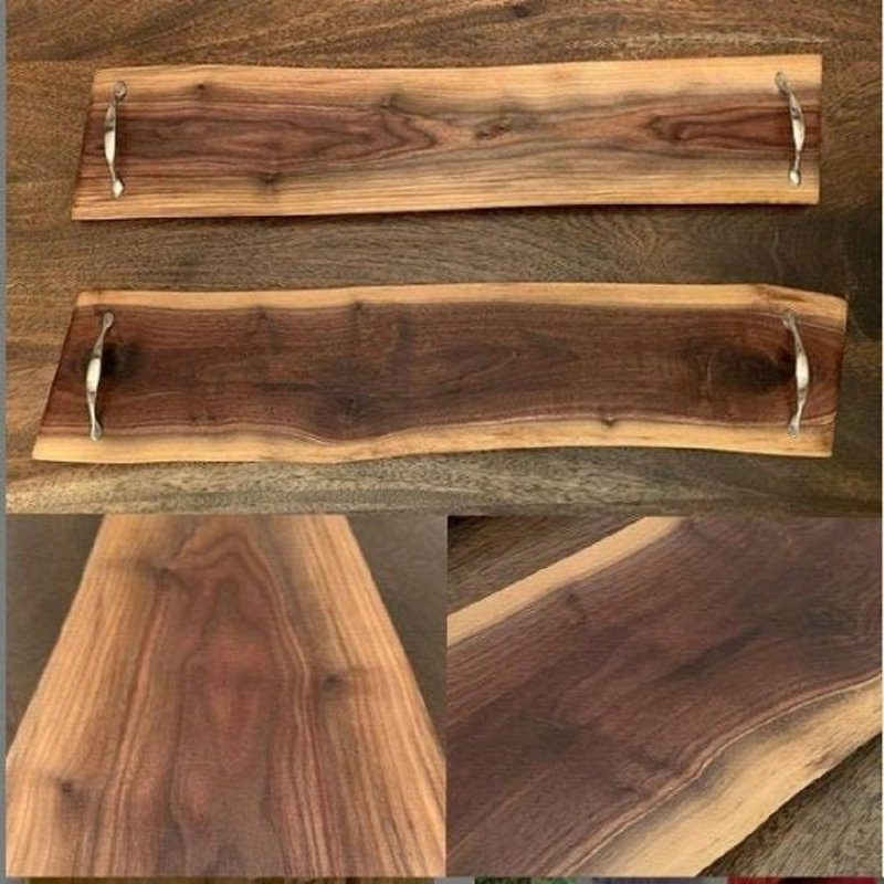 Planche de charcuterie en bois de noyer foncé faite à la main, L 20 po x l 5 po