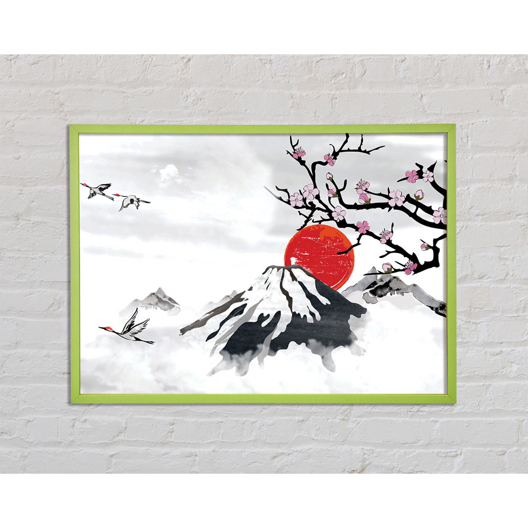 Crillon Red Japanese Sunset Branch - Einzelner Bilderrahmen Kunstdrucke