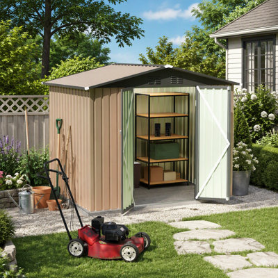 Abri de jardin en acier galvanisé 8 pi x 6 pi avec toit Apex pour le rangement de patio et de cour