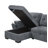 Toby 95" Woven Fabric Reversible Sleeper Sectionals Sofa with Storage Chaise Cup Holder Charging Ports and Pockets