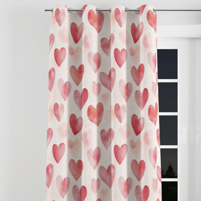 Girls Love Blackout Curtains - Comfort Cozy Hearts Grommet Curtain - 1 Panel