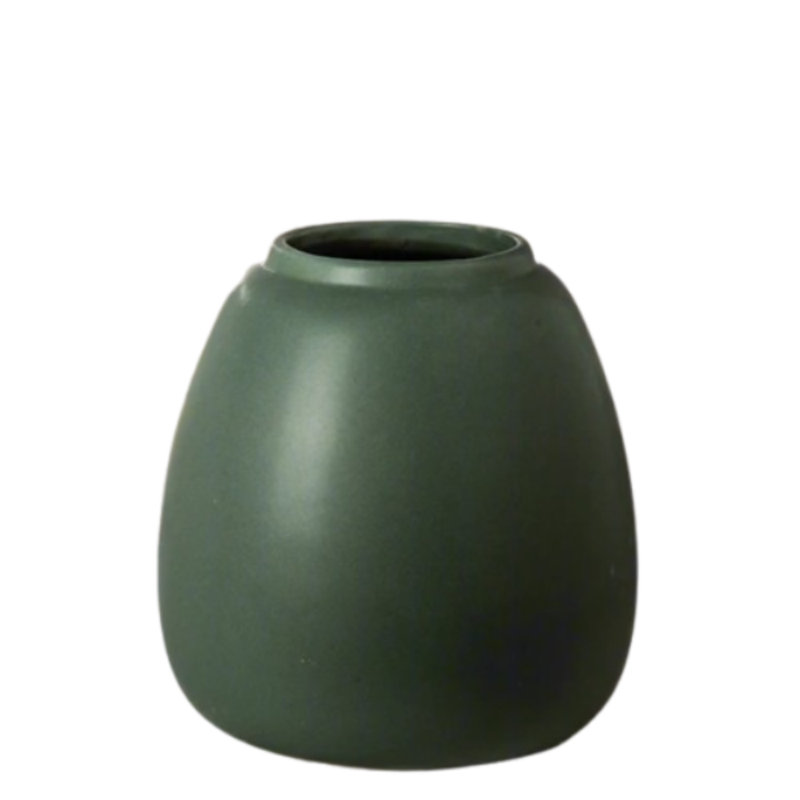 Vase rond en céramique fini mat vert, Vert